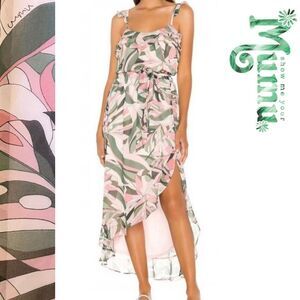 Show Me Your MuMu Dress Gloria Slip Dress Flamingo Palms Pink S NWT